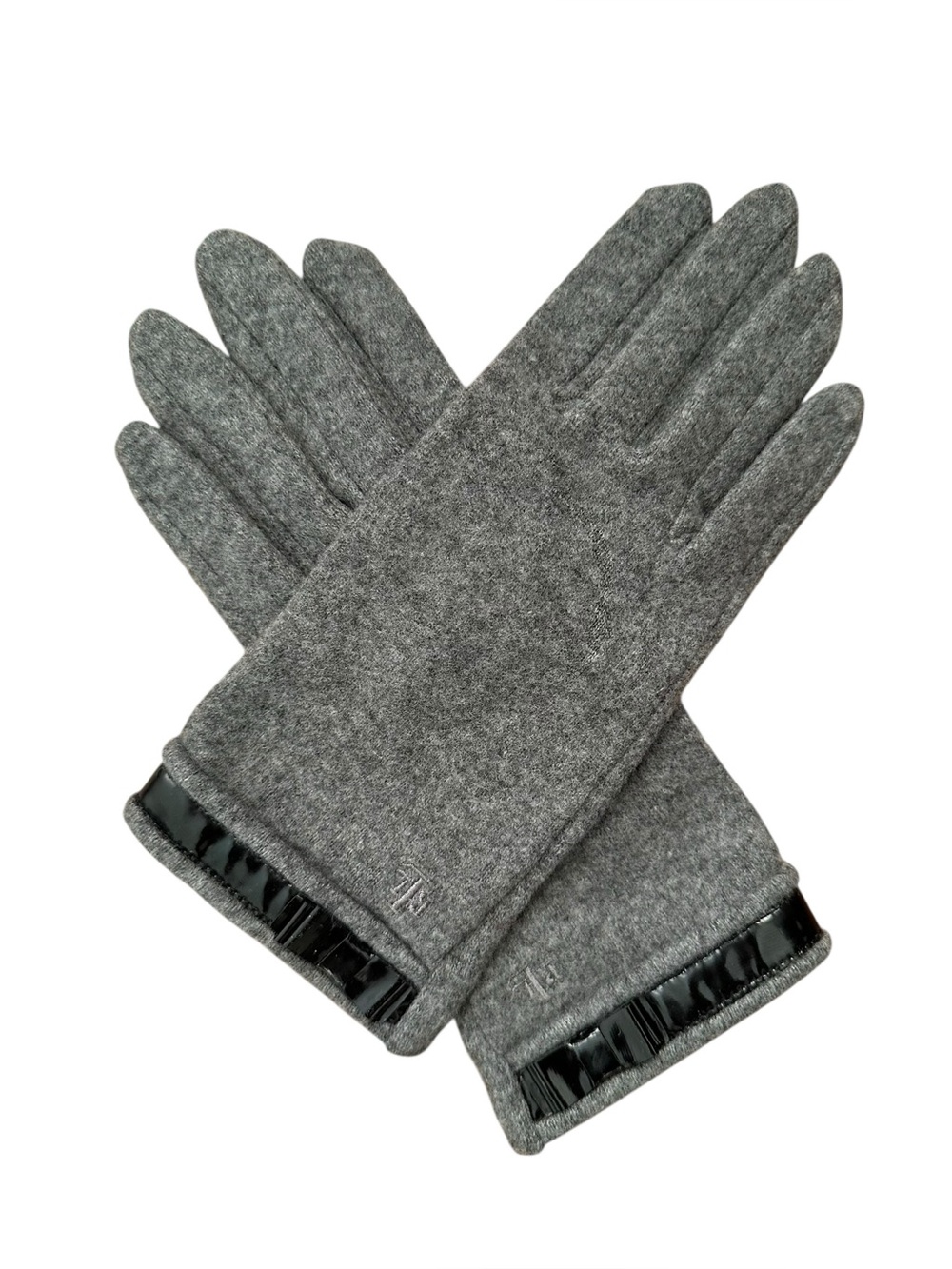 Lauren Ralph Lauren Wool Cashmere Gray Knit Bow Trim Gloves Size XL Winter